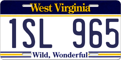 WV license plate 1SL965