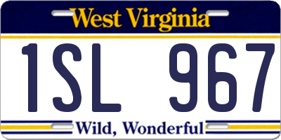 WV license plate 1SL967