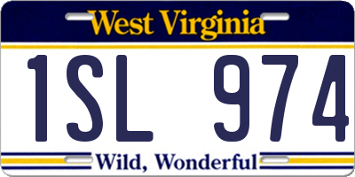 WV license plate 1SL974