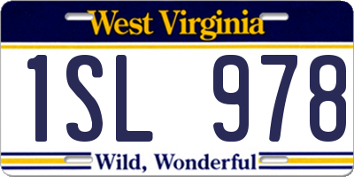 WV license plate 1SL978