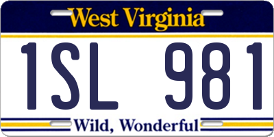 WV license plate 1SL981