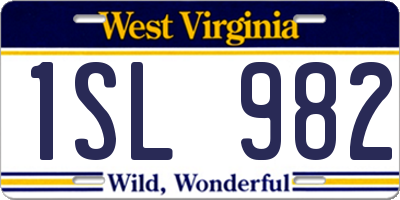 WV license plate 1SL982