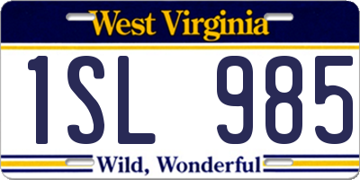 WV license plate 1SL985