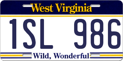 WV license plate 1SL986