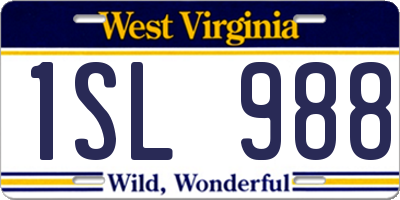 WV license plate 1SL988