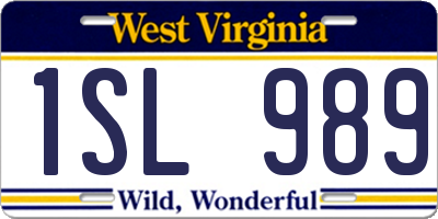 WV license plate 1SL989