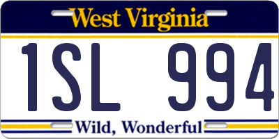 WV license plate 1SL994
