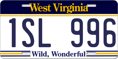 WV license plate 1SL996
