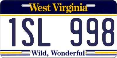 WV license plate 1SL998