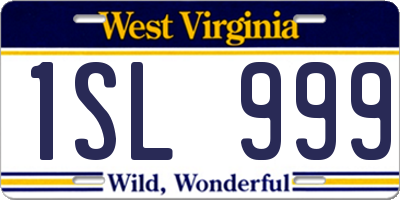 WV license plate 1SL999