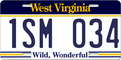 WV license plate 1SM034