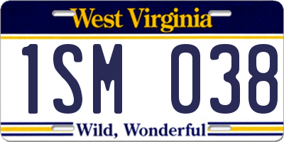 WV license plate 1SM038