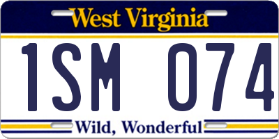 WV license plate 1SM074