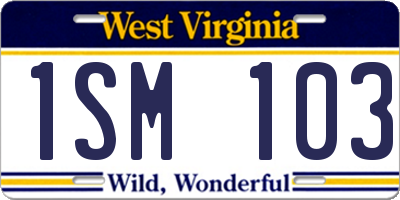 WV license plate 1SM103
