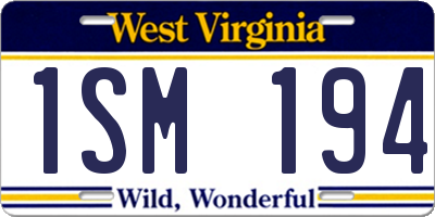 WV license plate 1SM194