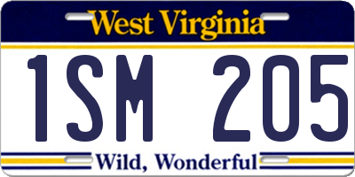WV license plate 1SM205