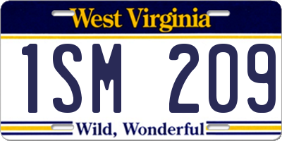 WV license plate 1SM209