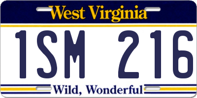 WV license plate 1SM216