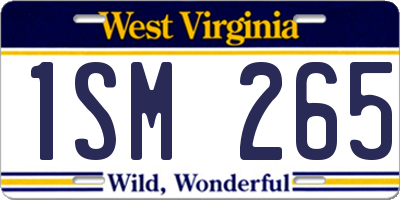 WV license plate 1SM265