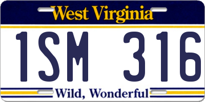 WV license plate 1SM316