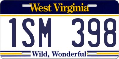 WV license plate 1SM398