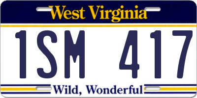WV license plate 1SM417