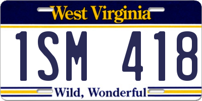 WV license plate 1SM418
