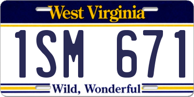 WV license plate 1SM671