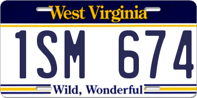 WV license plate 1SM674