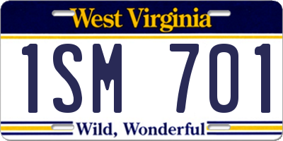 WV license plate 1SM701