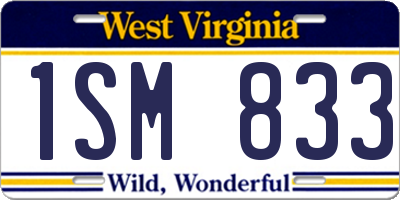 WV license plate 1SM833