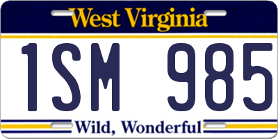 WV license plate 1SM985