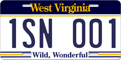WV license plate 1SN001