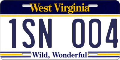 WV license plate 1SN004
