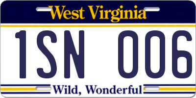 WV license plate 1SN006