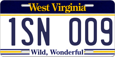 WV license plate 1SN009