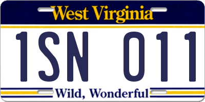 WV license plate 1SN011