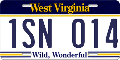 WV license plate 1SN014