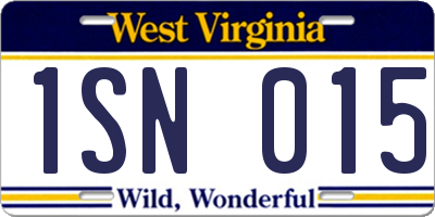 WV license plate 1SN015