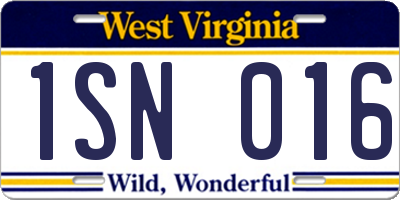 WV license plate 1SN016