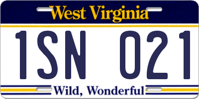 WV license plate 1SN021