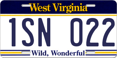 WV license plate 1SN022