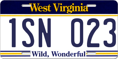 WV license plate 1SN023