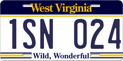 WV license plate 1SN024