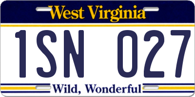 WV license plate 1SN027