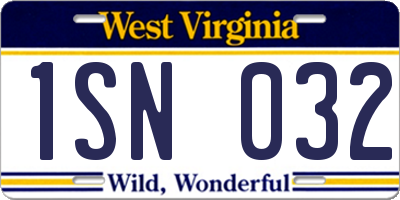 WV license plate 1SN032
