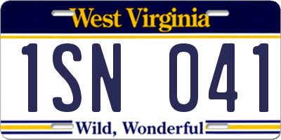 WV license plate 1SN041