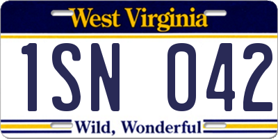 WV license plate 1SN042