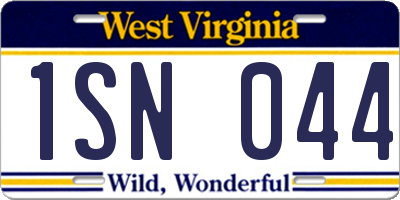 WV license plate 1SN044