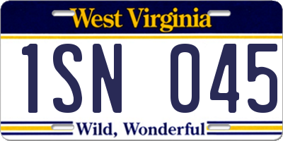 WV license plate 1SN045
